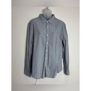 American Eagle Fish print Men's Long Sleeve Button Up Shirt blue Grey large